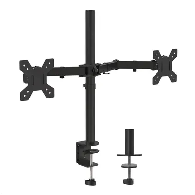 Produktbild von Auronic Monitorarm - 2 Bildschirme - 13 bis 27 Zoll - Verstellbar - Dreh-, Neig- und Schwenkbar - Doppelte Monitorhalterung - Stahl - Schwarz