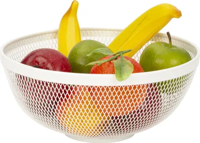 Produktbild von Moderner Obstkorb Früchtekorb Obstschale aus Metall weiß 26x12 cm