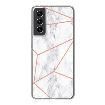 Produktbild von MuchoWow® Handyhülle Schutzhülle Hülle für Samsung Galaxy S21 FE Marmor - Roségold - Weiß Silikon Softcase Handy Hülle - Mobiltelefonhülle