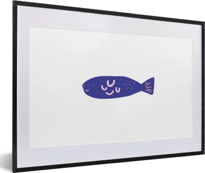 Produktbild von MuchoWow® MuchoWow® Gerahmtes Poster Pastell - Fisch - Lila 60x40 cm - Poster mit zchwarzem Bilderrahmen - Schlafzimmer - Plakat in Rahmen - Drucken