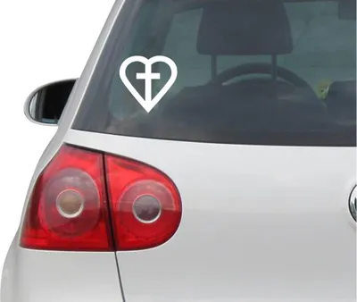 Produktbild von Aufkleber / Autoaufkleber - JDM - Die cut - Heart und Cross Decal Auto Laptop Fenster - Folie Sticker - weiß - 88mmx88mm
