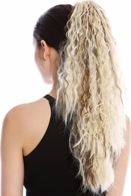 Produktbild von WIG ME UP Zopf Pferdeschwanz Lang Lockig Krepplocken Platin Braune Strähnen N461-V-613H10