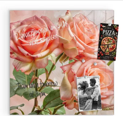 Produktbild von Magnettafel 50x50cm Pinnwand Whiteboard beschreibbar - Rosen Bouquet