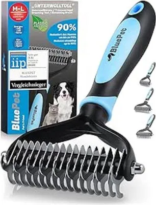 Image de Brosse rotative 2-en-1 pour chiens et chats, avec fonction de démêlage pour éliminer le sous-poil et les nœuds, effet massant et protection des poils pour les animaux à poils longs
