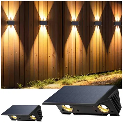 Imagen del producto de Lámparas solares para pared, con doble iluminación ascendente y descendente, ideales para jardines, con protección IP67 resistente al agua