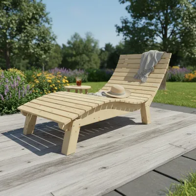 Produktbild von Holzliege Wellenliege Gartenliege Relaxliege "Liege-Franzi" (Fichte) Breite 90cm Einstiegshöhe 40cm mit Füßen