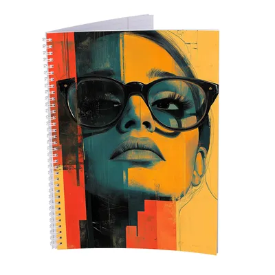 Produktbild von Collegeblock – 5 Stück – Frau mit Brille - A4 – kariert - 80 Blatt – 80g Volumenpapier – gelocht – Spiralbindung weiß – Korrekturrand – Studentenblock