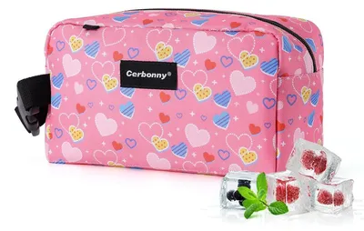 Image de Sac isotherme mini, couleur rose, avec pochettes réfrigérantes amovibles, idéal pour les voyages, le travail et l'école