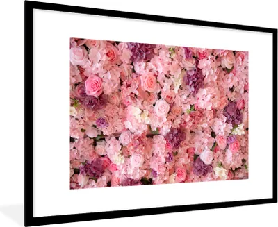 Produktbild von MuchoWow® MuchoWow® Gerahmtes Poster Blumen - Rosa - Rosen 90x60 cm - Poster mit zchwarzem Bilderrahmen - Wanddekoration - Fotos