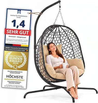 Imagen del producto de Silla colgante con estructura, cesta colgante. Ideal para interiores y exteriores. Silla colgante, capacidad máxima de 120 kg