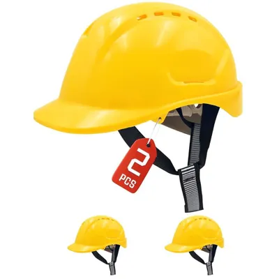 Immagine prodotto di Mustbau EN397: elmetto da cantiere e di sicurezza con alloggiamenti per attrezzi fai-da-te e fascia antisudore, regolabile da 53 a 65 cm, per l'edilizia e l'industria, giallo, confezione da 2 pezzi