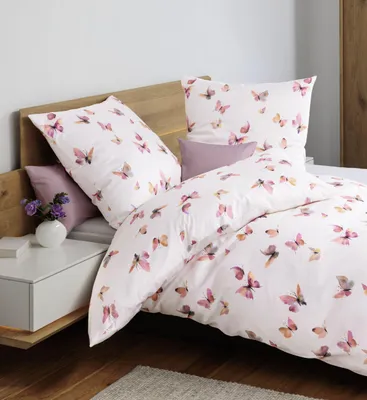 Produktbild von Janine Design Mako-Satin-Bettwäsche-Garnitur 42170 modern art S Farbe rosa naturell Größe 155x220+80x80