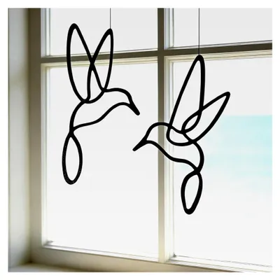 Produktbild von 2 Stück hängende Fensterdekoration aus Eisen für Innenräume, moderne Fensterdeko mit klaren Linien, vielseitige hängende Deko für Fenster und Wände