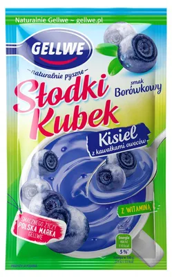 Produktbild von Gellwe „Süßer Becher“ Kisiel mit Fruchtstückchen, Heidelbeergeschmack, 28 g