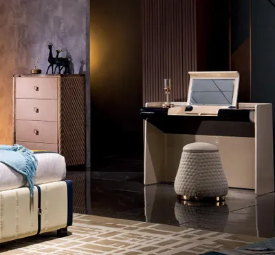 Produktbild von Schminktisch Hocker Komplett Set Kommode Schlafzimmer 2tlg. Konsole Garnitur