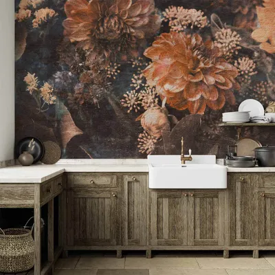 Produktbild von Vlies Fototapete - Retro Flowers - Third Variant 100x70 cm Blumen b-C-10121-a-c