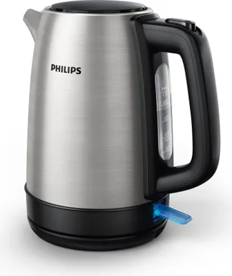 Produktbild von Philips Wasserkocher Daily Collection, 1.7 L, Leuchtanzeige, Klappdeckel + Kontrollanzeige, Metall (HD9350/90)