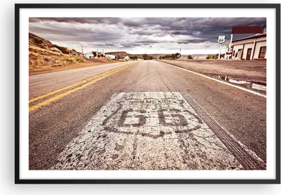 Produktbild von Gerahmtes Poster - Schwarzer Rahmen - USA Route 66 Reise - 91,5x61 cm - Wand Bild - Wanddeko - Wandbilder - Kunstposter - Wandposter - Bilderrahmen - Bilder - Kunstdruck - Wandbild - P2BAA91x61-2712