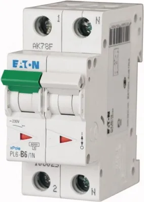 Immagine prodotto di Interruttore automatico 1P+NB 6A 6kA AC PL6-B6/1N 106025