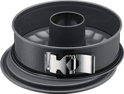 Produktbild von Runde Springform mit 2 Böden (1 flacher, 1 für Kuchen), Ø 26 cm, sicherer Schnappverschluss, schnittfest, auslaufsicher, Antihaftbeschichtung, dunkelgrau
