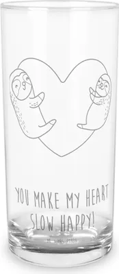 Produktbild von Mr. & Mrs. Panda Trinkglas Faultiere Herz 400 ml - Transparent - Geschenk, Glas, Tumbler, Freund, Cocktailglas, für Frauen, Freundin, Mitbringsel, Valentinstag