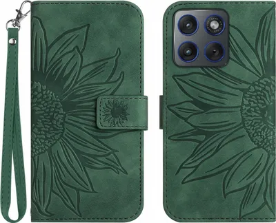 Produktbild von Motorola Edge 70 Hülle - Coverup Sonnenblume Klapphülle mit Schlüsselband - Grün
