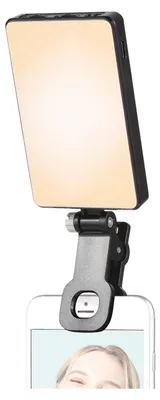 Produktbild von Andoer Taschen-LED-Videoleuchte mit Bildschirmclip, Computer-Tablet, Handy, Videokonferenzleuchte, aufsteckbares Fuelllicht, 2500 KšC9000 K, dimmbar, integrierter Akku fuer Online-Meetings, Live-Streaming, Selfie