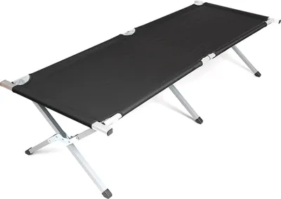 Produktbild von XXL skladacia kempingová posteľ s taškou 190 x 64 cm - čierna - kempingová posteľ s nosnosťou do 100 kg - cestovná posteľ Skladacia posteľ Ležadlo pre hostí na kempovanie Festival Rybolov Turistika