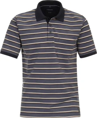 Produktbild von CASAMODA Herren Polo-Shirt Kurzarm Polokragen Regular Piqué Blau gestreift M