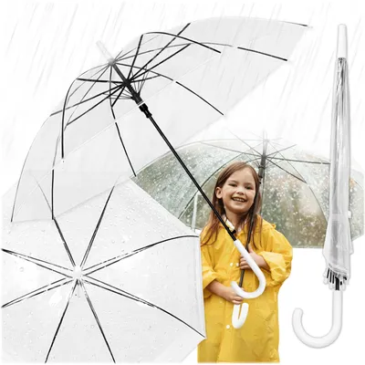 Produktbild von KRUMAD Transparenter Regenschirm 71 cm, Großer Stockschirm mit Durchsicht für Hochzeit, Alltag, Events, Damen & Herren