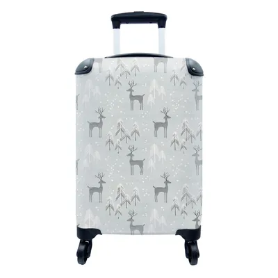 Produktbild von MuchoWow® Koffer Handgepäck Trolley Rollkoffer Kleine Reisekoffer mit 4 Rollen - Muster - Hirsche - Winter - Cabin Size < 55x40x23 cm & 55x40x20 cm - Fotokoffer - Kabinenkoffer - Boardgepäck - Reise-Box - Reisekoffer - Reisegepäck - Koffer mit Bild - Trolley für Kinder