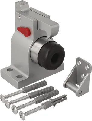 Produktbild von Türfeststeller Türstopper Türpuffer mit Feststellhaken aus Aluminiumguss Grau Türhalter