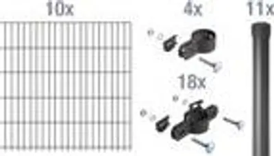 Immagine prodotto di Alberts 680022 Set di maglie a tondino singolo, tipo Garden 8/6/4, antracite, 2000 x 1000 mm, lunghezza recinzione: 20 m