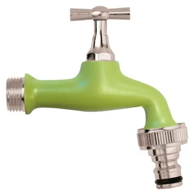 Immagine prodotto di Schläfer 435320 | Rubinetto Giardino Colorato 1/2 x 3/4 " Rubinetto Fontana Giardino in Ottone, Rubinetto per Esterno con Portagomma a Innesto Rapido Colore Verde.