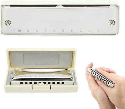 Productafbeelding van Blues Harmonica - Mondorgel - Muziek Maken - 10 Gaten G Majeur - 140 g - Wit