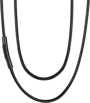 Obrázok produktu pre Pánsky gumový náhrdelník, 2/3 mm, čierno-hnedý, vodovzdorný, s koženou šnúrkou