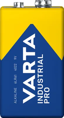 A VARTA Industrial Pro 9V battery against a white background.