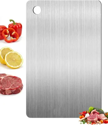 Obrázok produktu pre Krájacia doska 30 x 20 cm, nehrdzavejúca oceľ 304, obojstranná, titánový povrch, do kuchyne