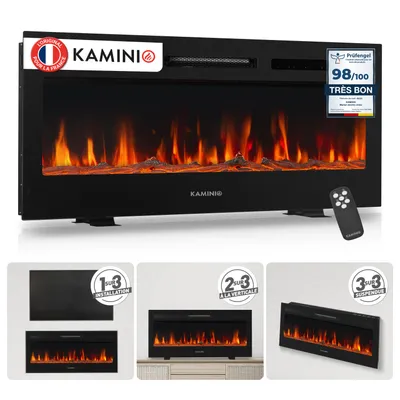 Image de KAMINIO Cheminée électrique MARLON - Cheminée 3-en-1 avec chauffage, effet de flamme 3D, 12 couleurs de flammes, télécommande - 42 pouces, Image générée par une IA