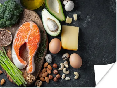 Produktbild von MuchoWow® Poster Fleisch - Eier - Obst - Käse - Kräuter 160x120 cm - Foto Plakat