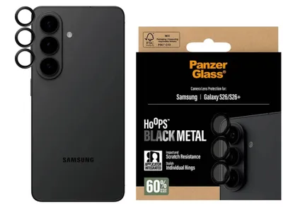 Immagine prodotto di Vetro temperato con applicatore per Galaxy S26 Plus / S26, PanzerGlass Hoops Camera, trasparente-nero