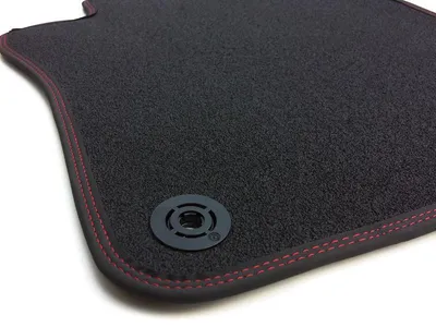 Produktbild von Fußmatten passend für VW Golf 5 6 GTI Scirocco Premium Velours Autoteppich Matten Set 4-teilig Schwarz Doppelnaht Rot