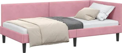 Immagine prodotto di vidaXL Struttura letto ad angolo con testiera rosa 100 cm x 200 cm in velluto