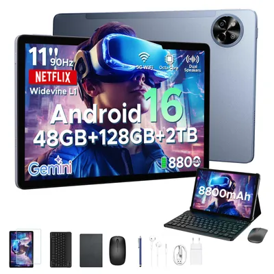 Produktbild von POCKAM P11 Tablet Android 16, 48GB(8+40) RAM + 128GB ROM(2TB TF) Tablet 11 Zoll mit Stift, Tastatur, Maus, 90Hz/8800mAh/Gemini AI/Widevine L1