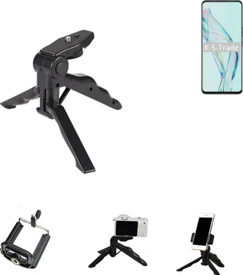 Produktbild von K-S-Trade Stativ Tisch-Ständer Dreibein Handy-Stativ Ständer kompatibel mit ZTE Axon 30 5G Mini-Stativ Smartphone Tripod Handy-Stativ aus Plastik