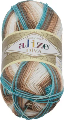 Immagine prodotto di Filato DIVA BATIK - 100g / 350 m - Bianco,Beige,Turchese