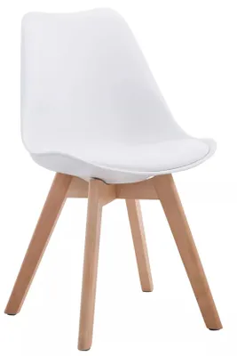 Produktbild von In And OutdoorMatch Besprechungsstuhl aus Leder Nigel - Weißes Holz - Ohne Armlehne - Besucherstuhl - Kantinenstuhl - Wartezimmerstuhl - Esszimmerstuhl - 47cm
