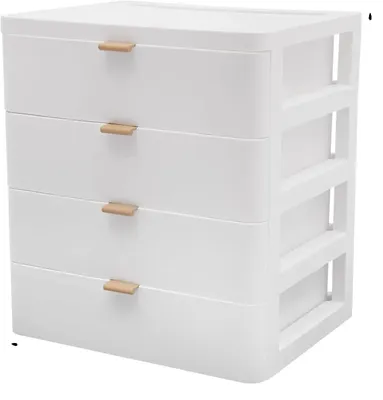 Obrázek produktu pro Úložná skříňka na stůl, 4 zásuvky, moderní organizér, BÍLÁ