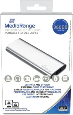 Zdjęcie produktu dla MediaRange MR1103, 900 GB, M.2, USB Type-C, 3.2 Gen 2 (3.1 Gen 2), 450 MB/s, Srebrny