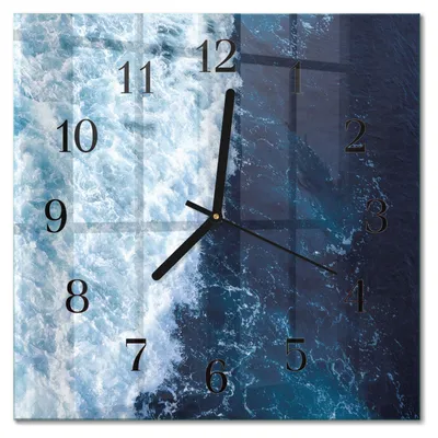 Produktbild von Tulup Glasuhr Wanduhr Küchenuhr Echt-Glas 30x30 cm Modern Dekorativ Geräuschlos Schwarzen Zeigern - Meereswellen